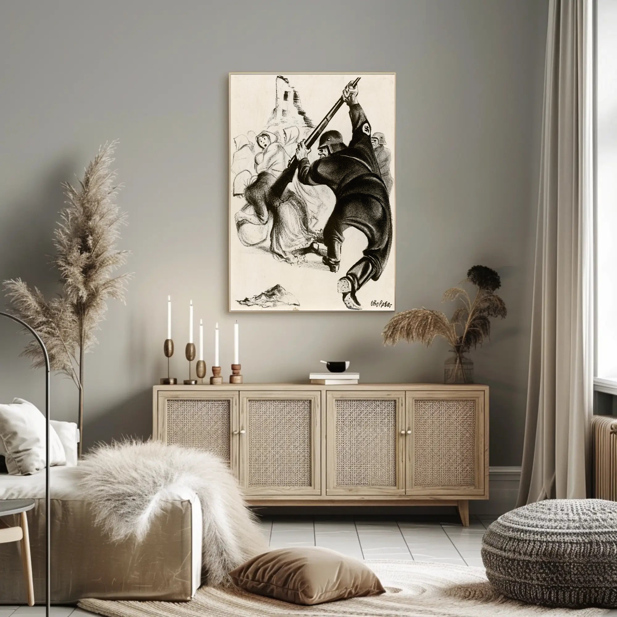 Oppression Depicted in Wartime Illustration Poster PosterGoat