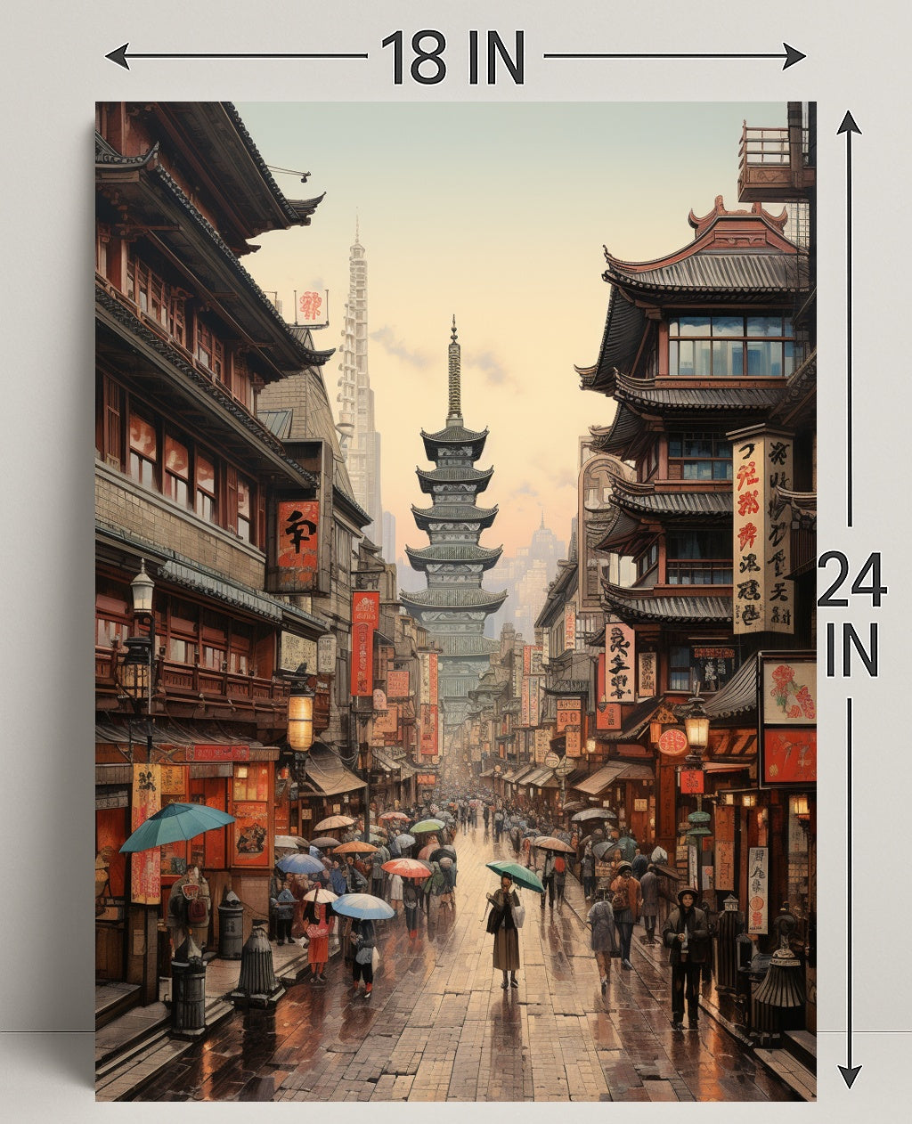 Rainy Day In A Traditional Asian Street Poster