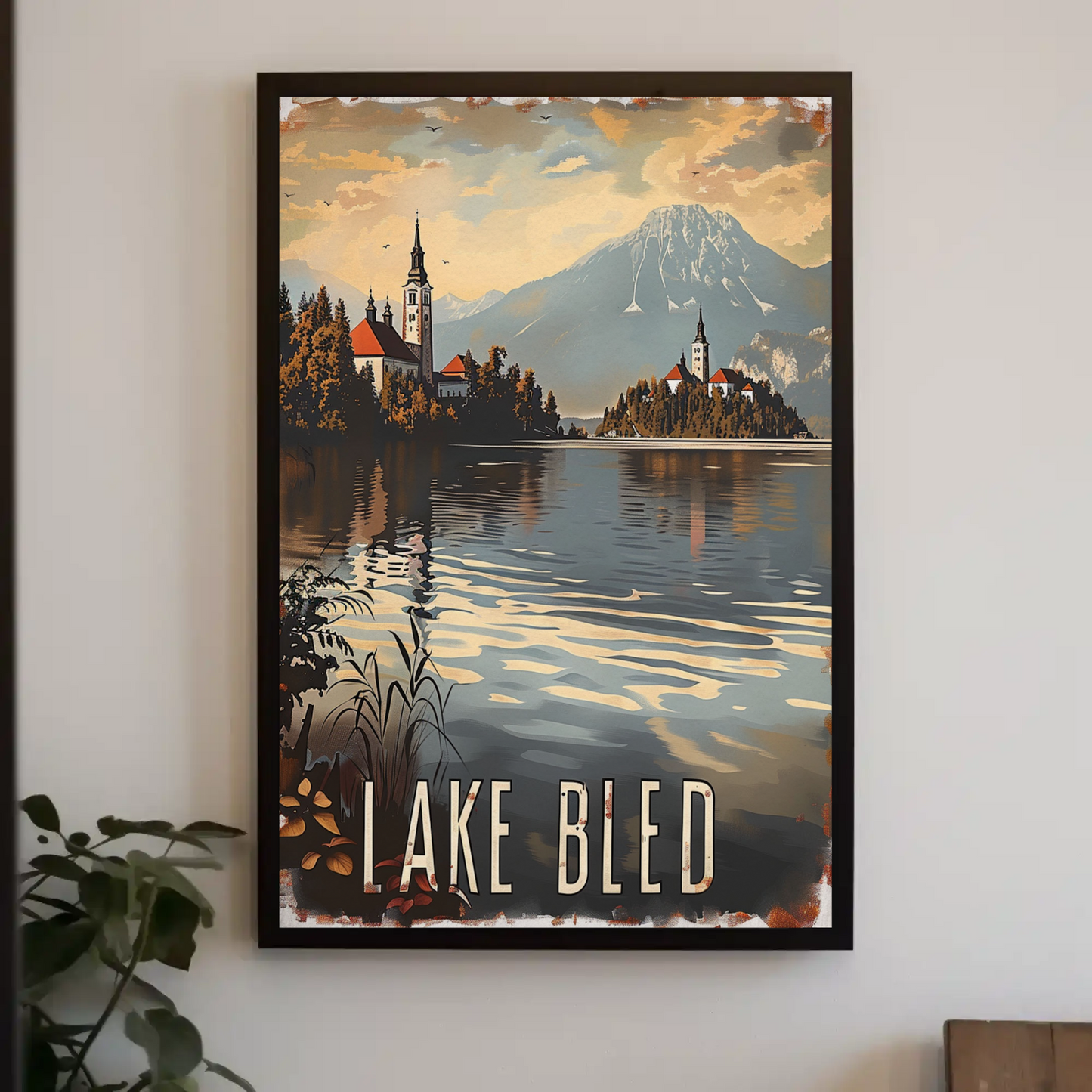 Lake Bled Island Church Reflection Travel Poster