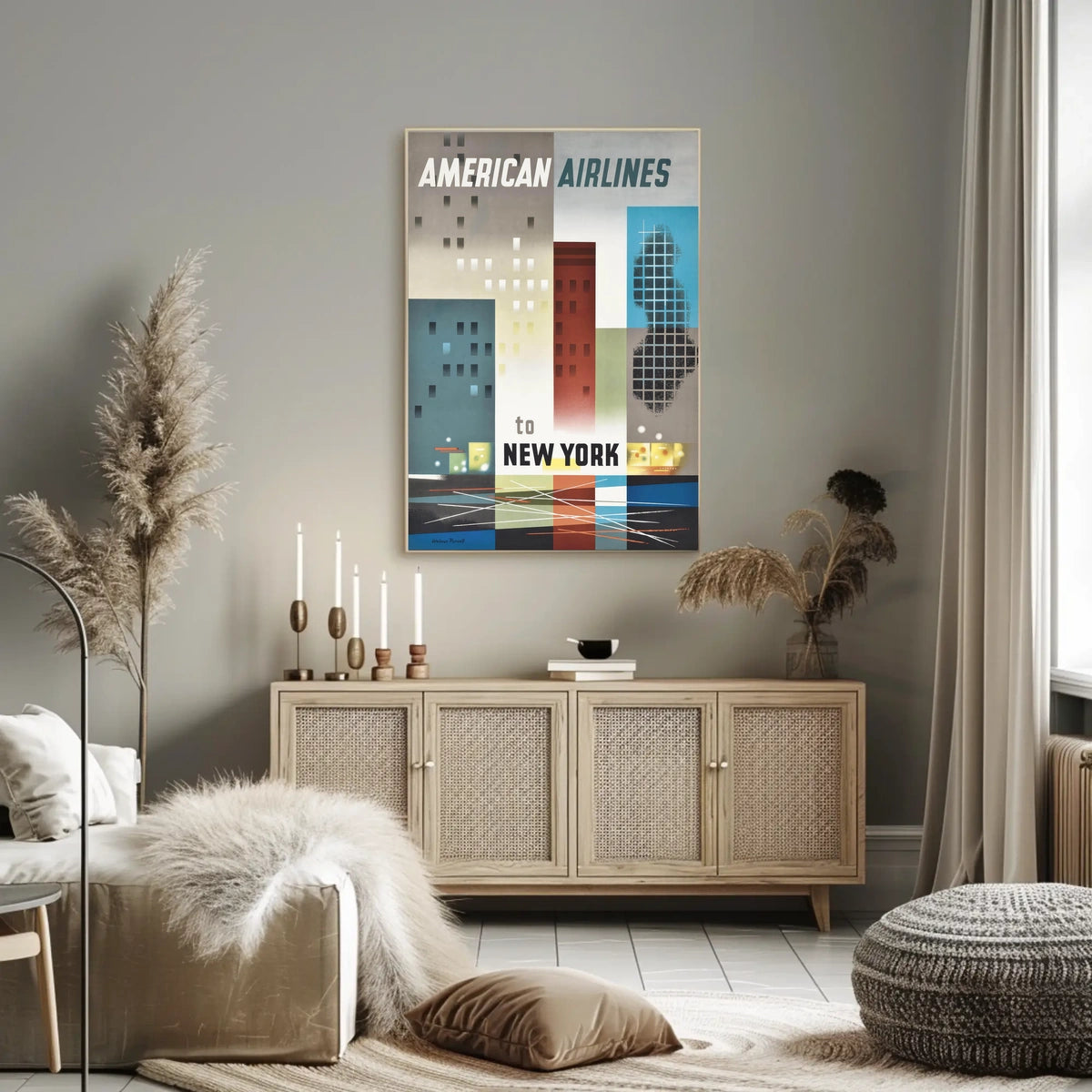 American Airlines New York City Poster Vintage Wall Art