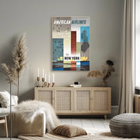 American Airlines New York City Poster Vintage Wall Art