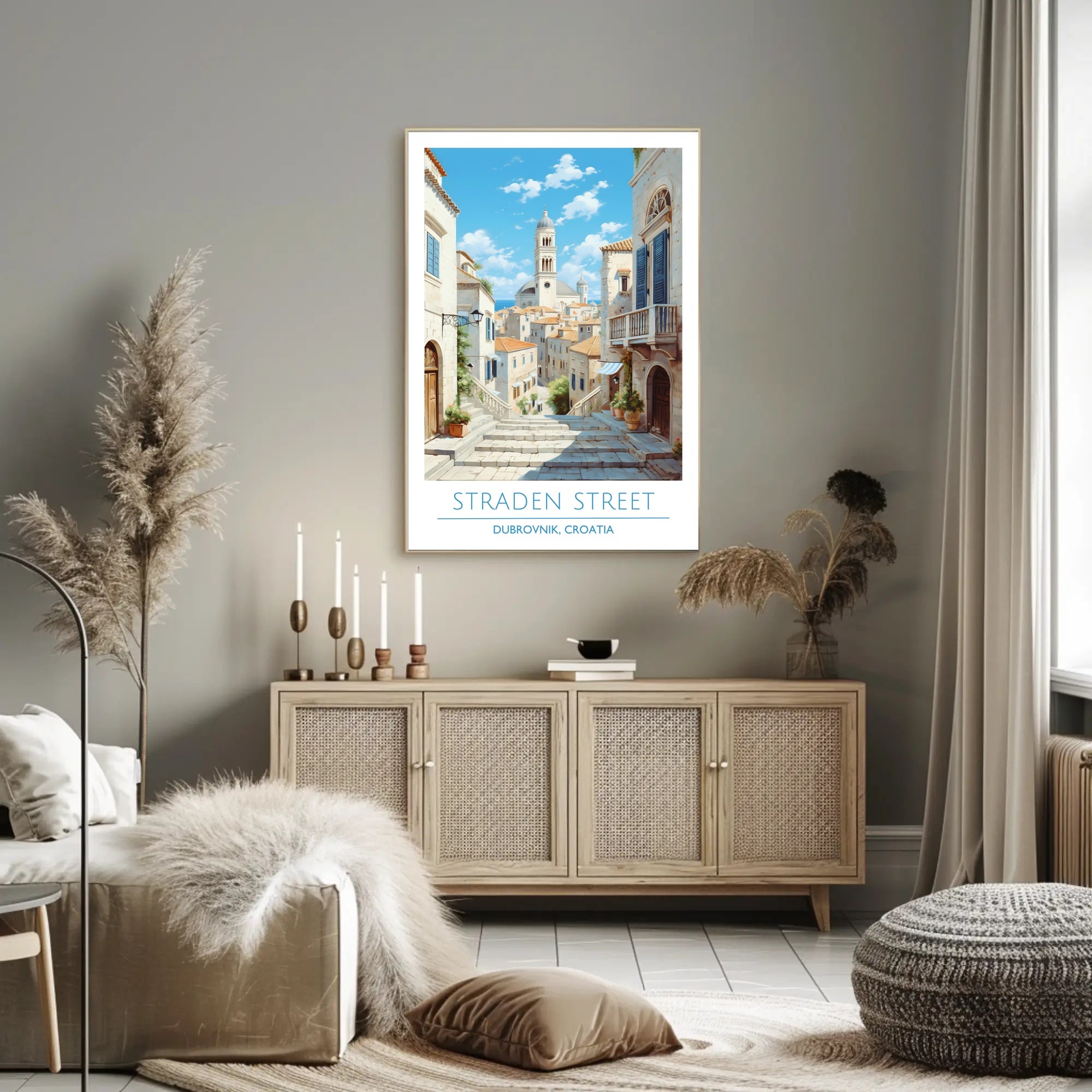 Dubrovnik Straden Street Travel Scene Poster