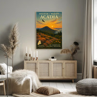 Acadia National Park Sunrise Scenic Vintage National Park Poster