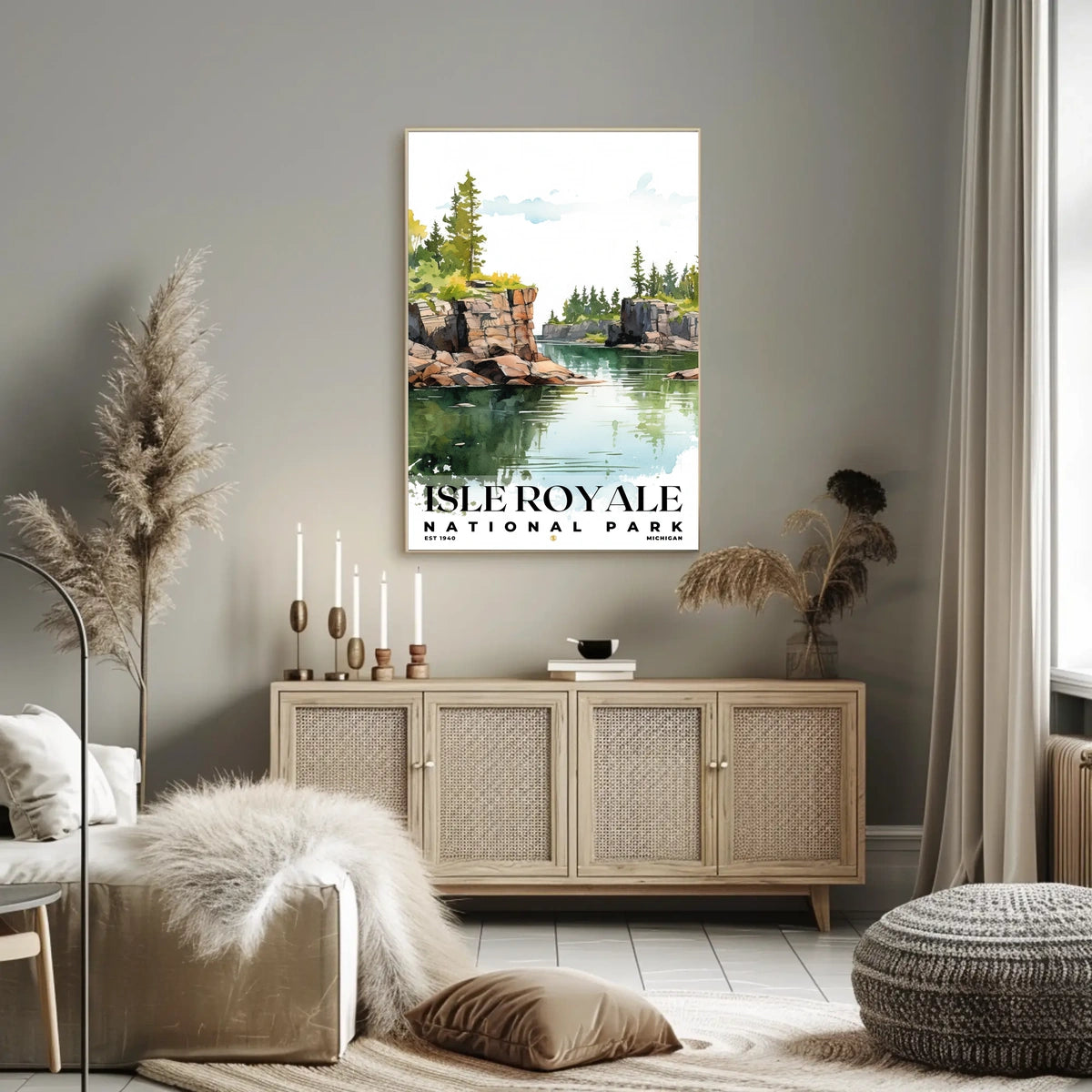 Isle Royale Watercolor Wall Art Poster