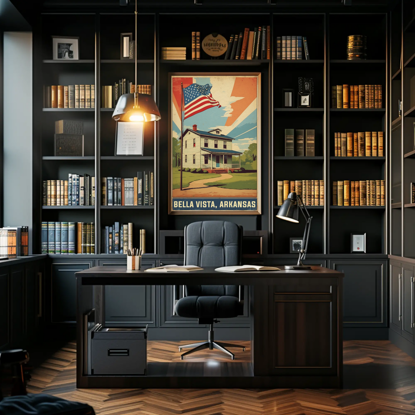 Bella Vista Arkansas Flag Home Vintage Travel Poster