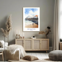 Brighton seaside watercolor travel poster - serene, nostalgic charm PosterGoat