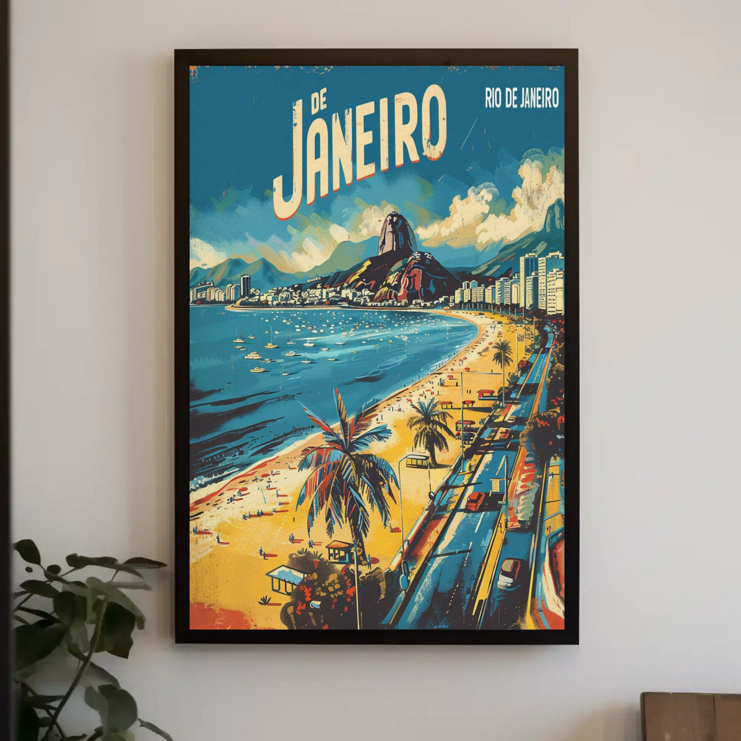 Rio De Janeiro Brazil Coastline Sugarloaf Beach Travel Poster
