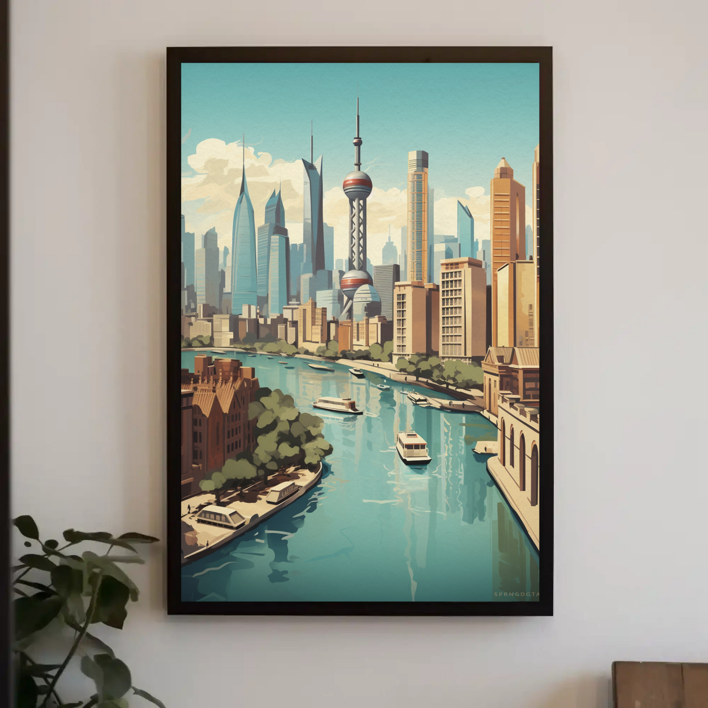 Shanghai Modern Skyline and River Travel Poster