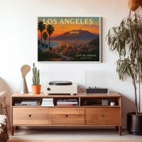Los Angeles Sunset Travel Poster Wall Art