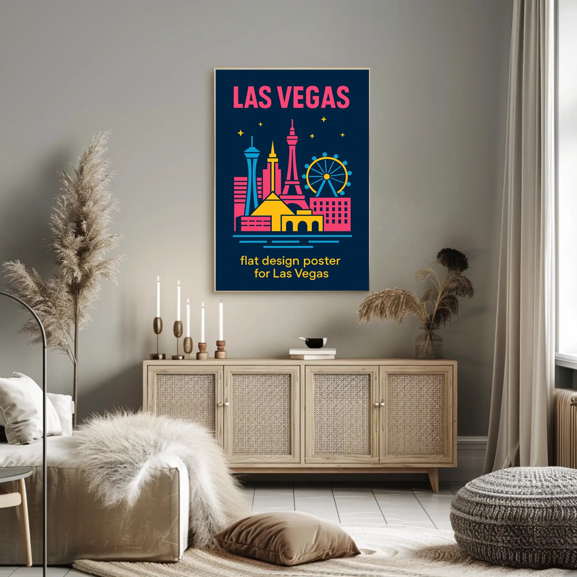 Las Vegas Iconic Landmarks Travel Poster
