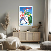 Vintage St. Moritz Skiers Travel Poster PosterGoat