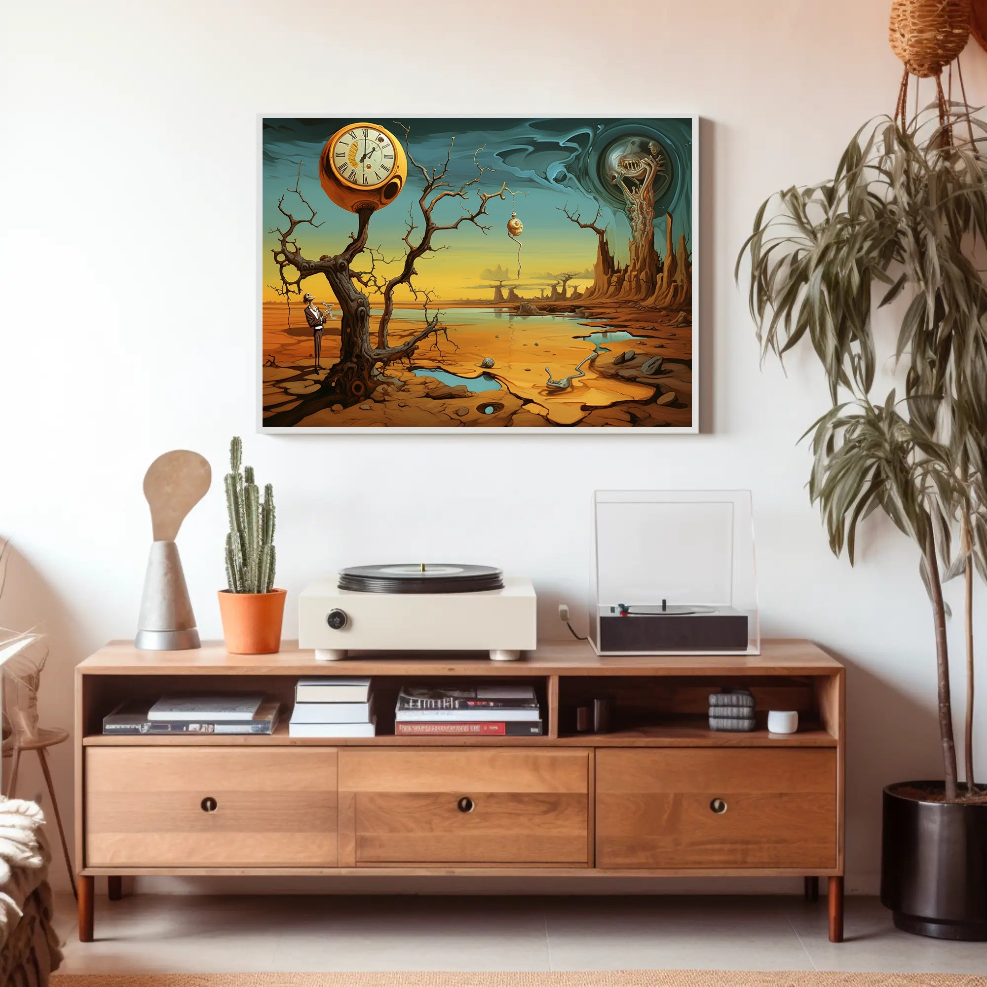 Surreal Time Distortion Scene Artistic Poster