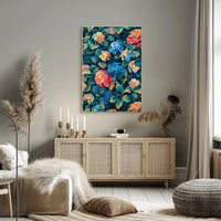 Vibrant Hydrangea Blossom: Ultra-Realistic Artistic Poster