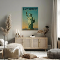 Statue Of Liberty Patriotic Poster Vintage Wall Art