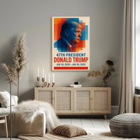Donald Trump Visionary Leadership Side Profile Geometric Red Blue Patriot Poster
