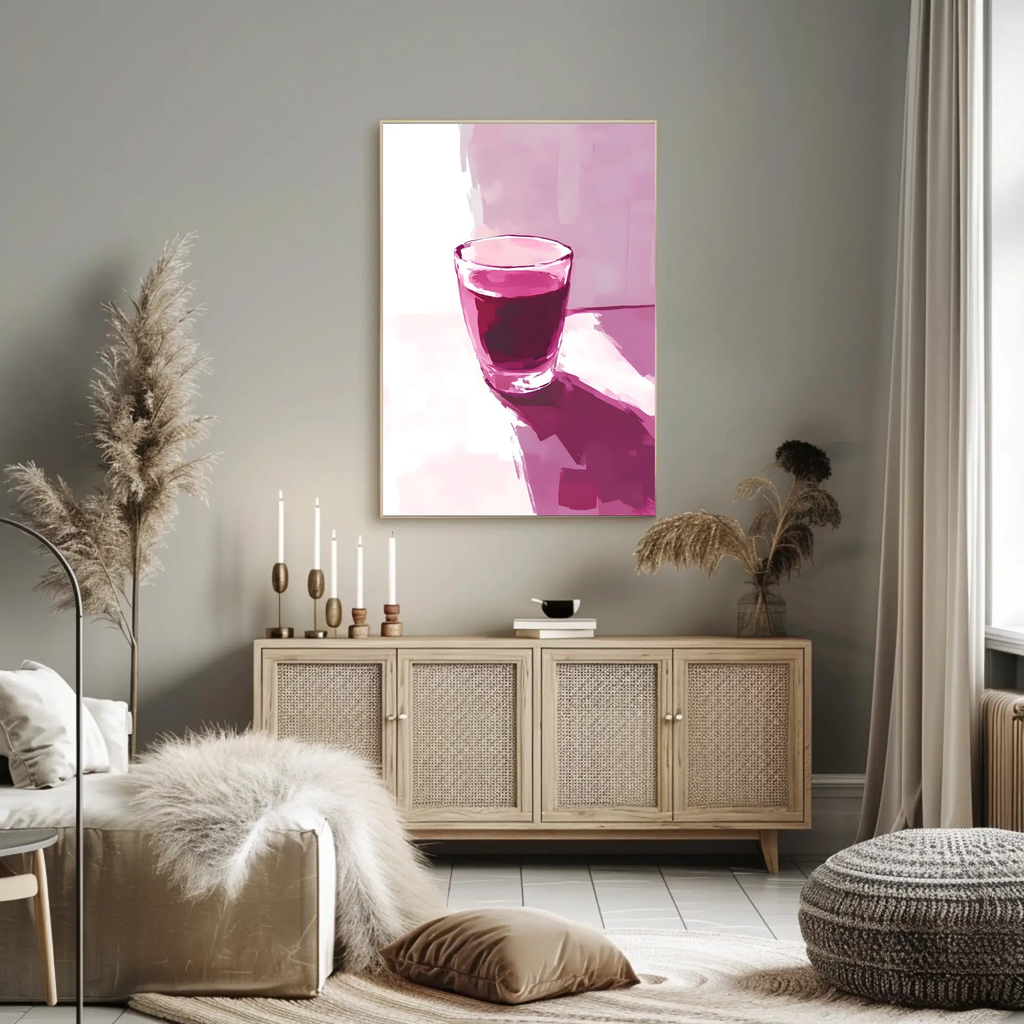 Glass Of Red Abstract Poster Wall Art Print