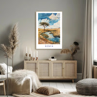 Kenya Savanna Watercolor Landscape Travel Poster PosterGoat