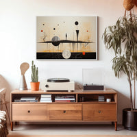 Surrealist Minimalist Scene with Celestial Bodies: Artistic Poster