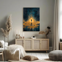 Solitude and Reflection in a Cosmic Abstract or Artistic Poster