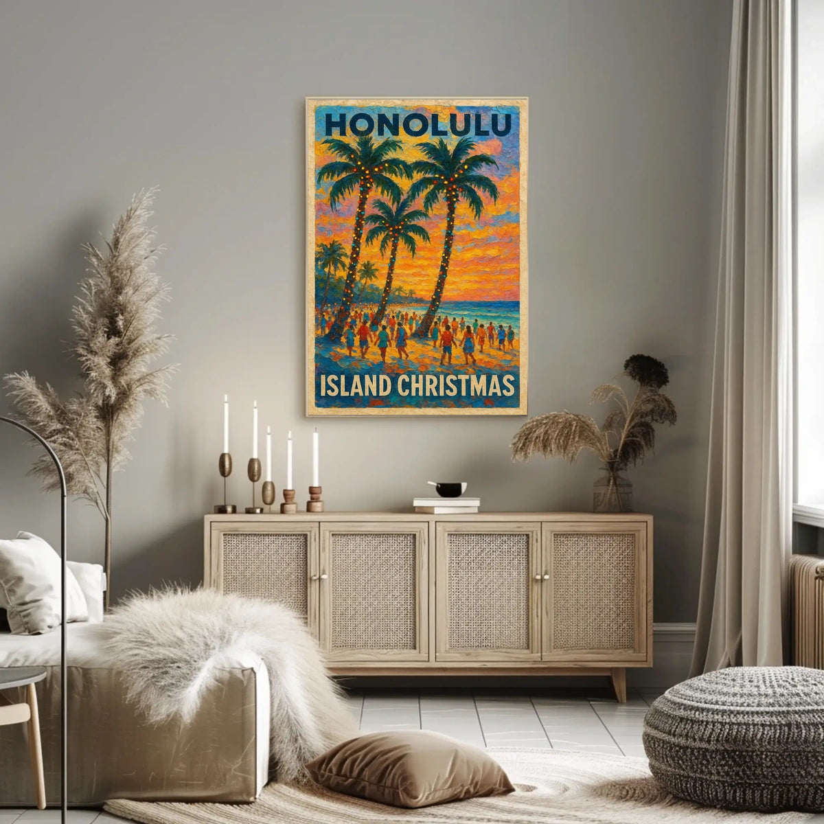 Honolulu Island Christmas Poster