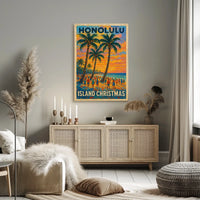 Honolulu Island Christmas Poster