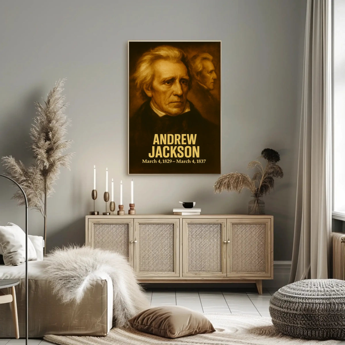 Andrew Jackson Poster Vintage Analog Film Aesthetic Presidential Portrait Wall Art Historical Print