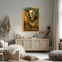 Franklin D. Roosevelt 32nd President of the United States Layered Digital Collage Poster