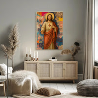 Sacred Heart Jesus with Urban Street Art Poster