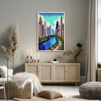 Chicago Skyline and River Poster