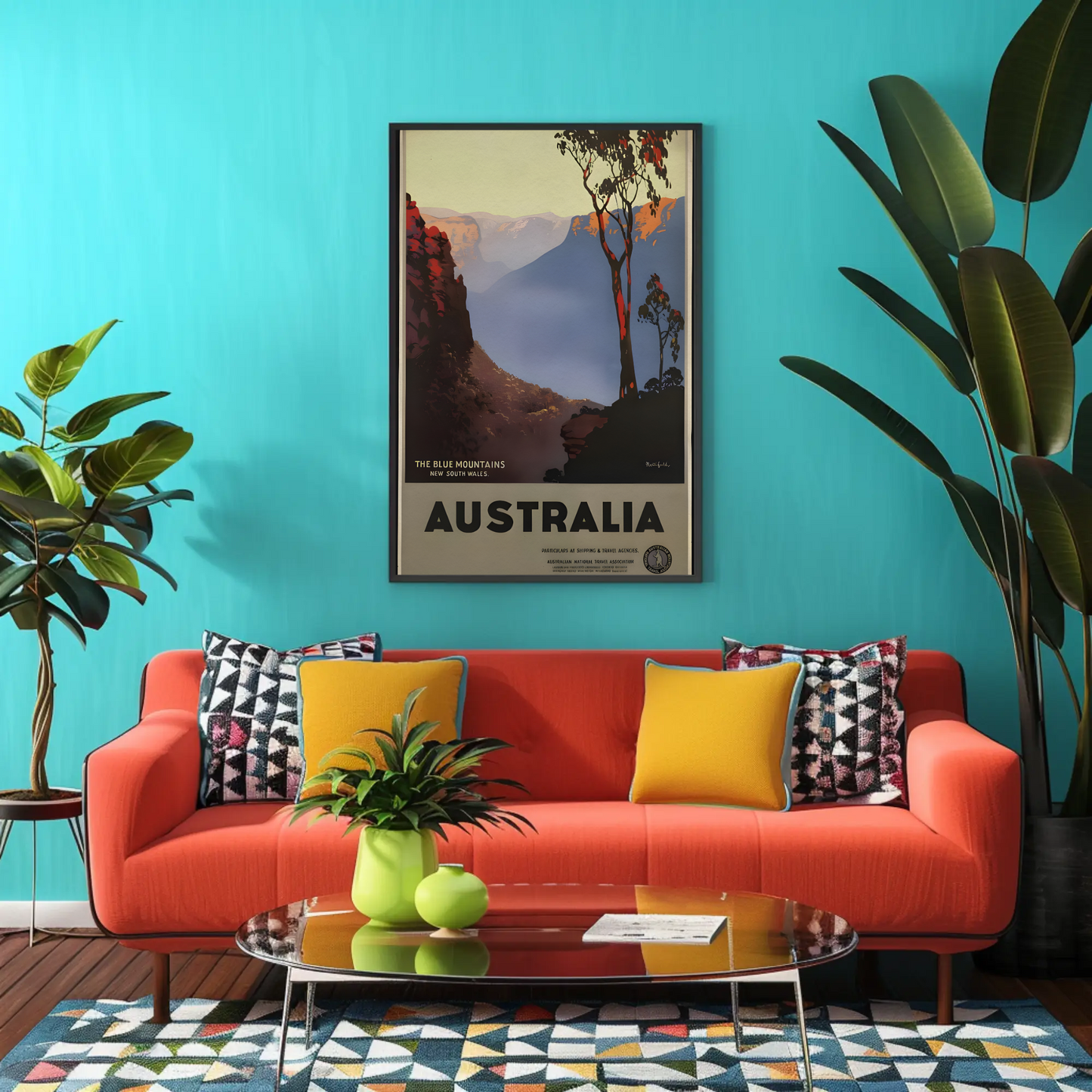 Australia - The Blue Mountains Vintage Travel Poster