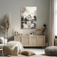 Taj Mahal Grayscale Serenity Travel Poster