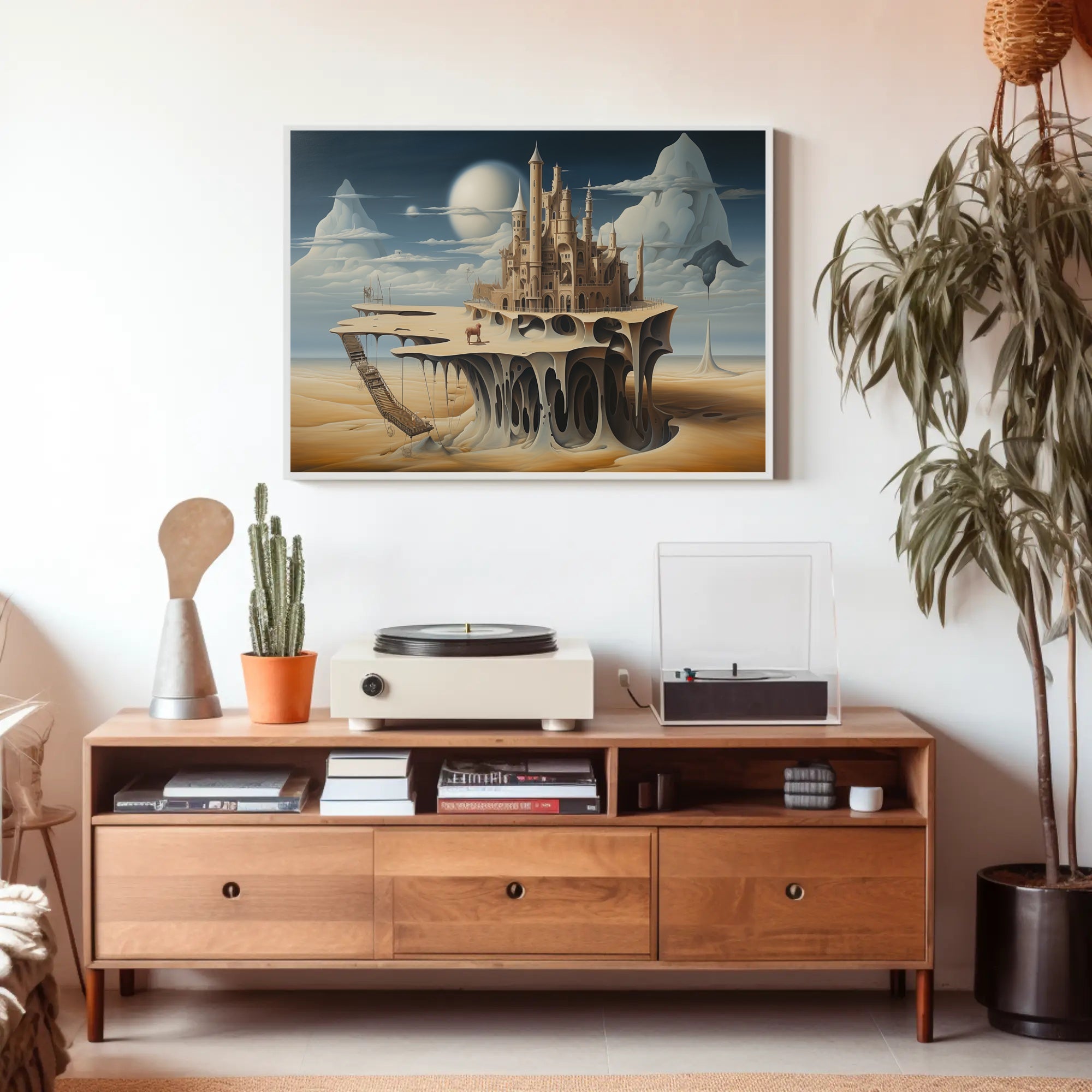 Surreal Castle on Floating Island Fantasy Poster