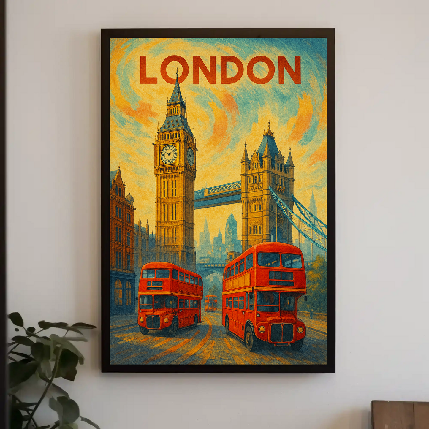 London Red Bus Big Ben Travel Poster