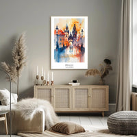 Prague Dreamscape Watercolor Urban or Cityscape Poster PosterGoat
