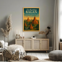Bagan Travel Poster: Vintage Art of Timeless Beauty