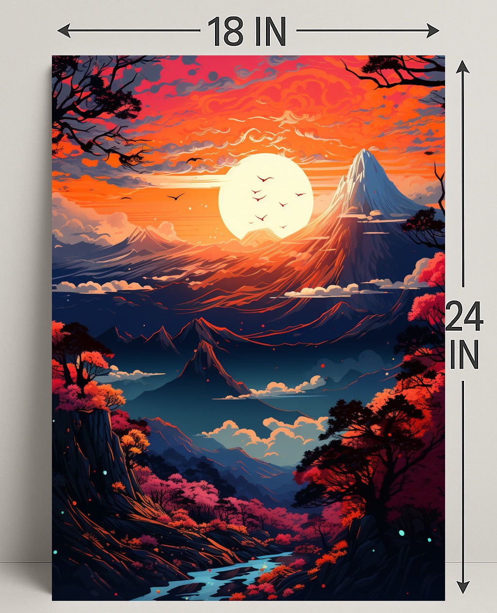 Enchanted Sunset Over Mountains Poster