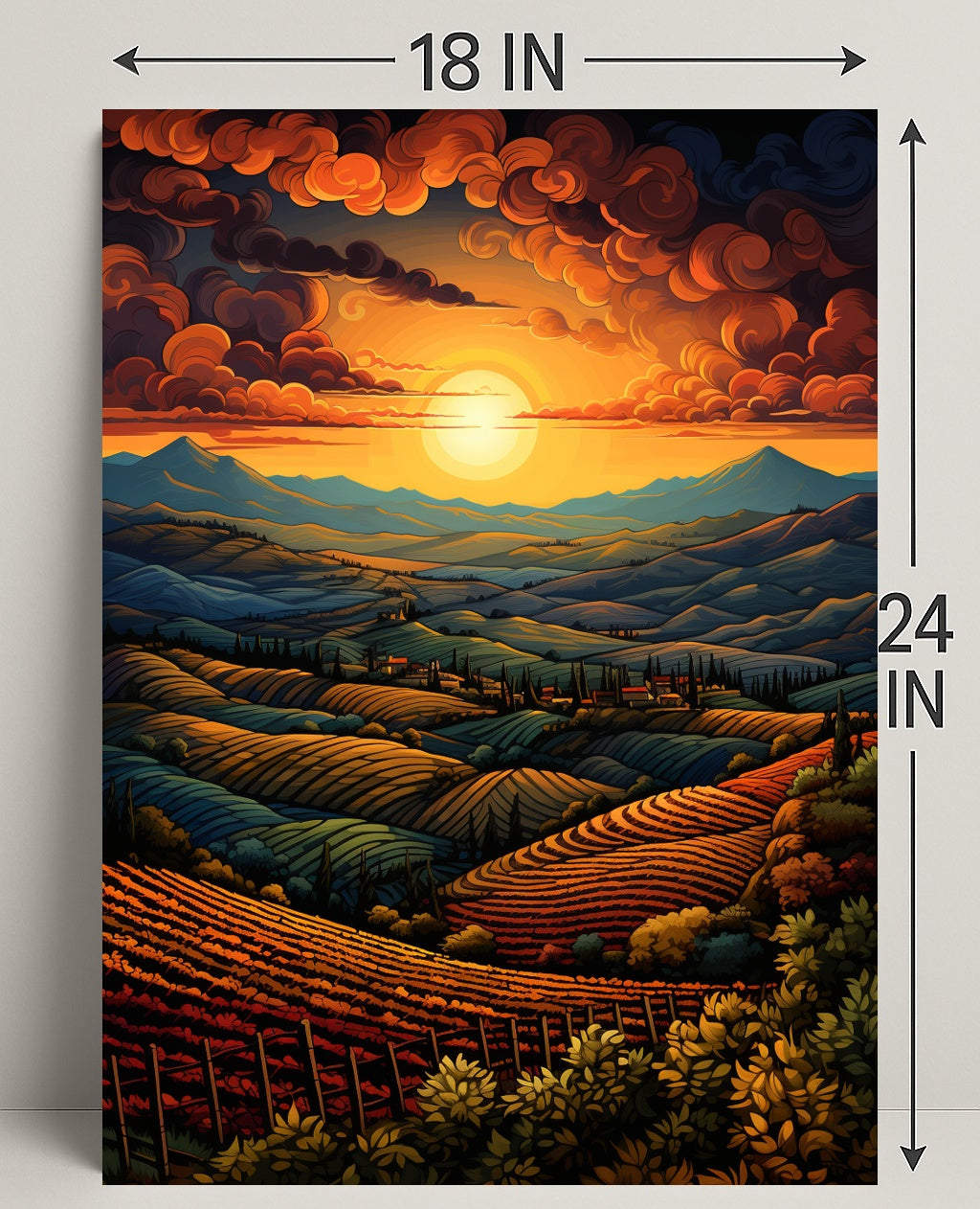 Sunset Over Rolling Hills Poster