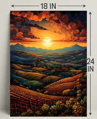 Sunset Over Rolling Hills Poster