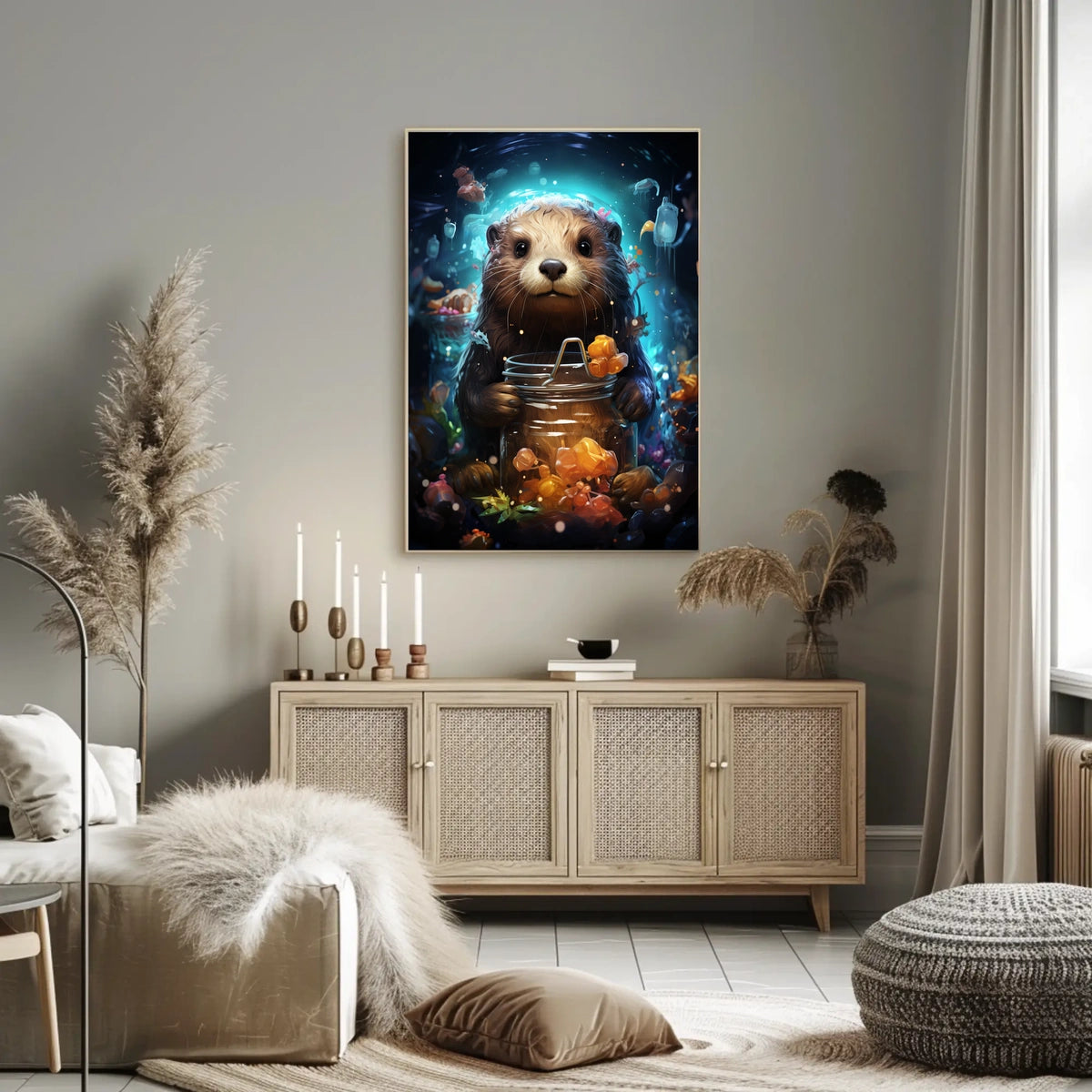 Otter Enchanted Ocean Gems Digital Painting Poster