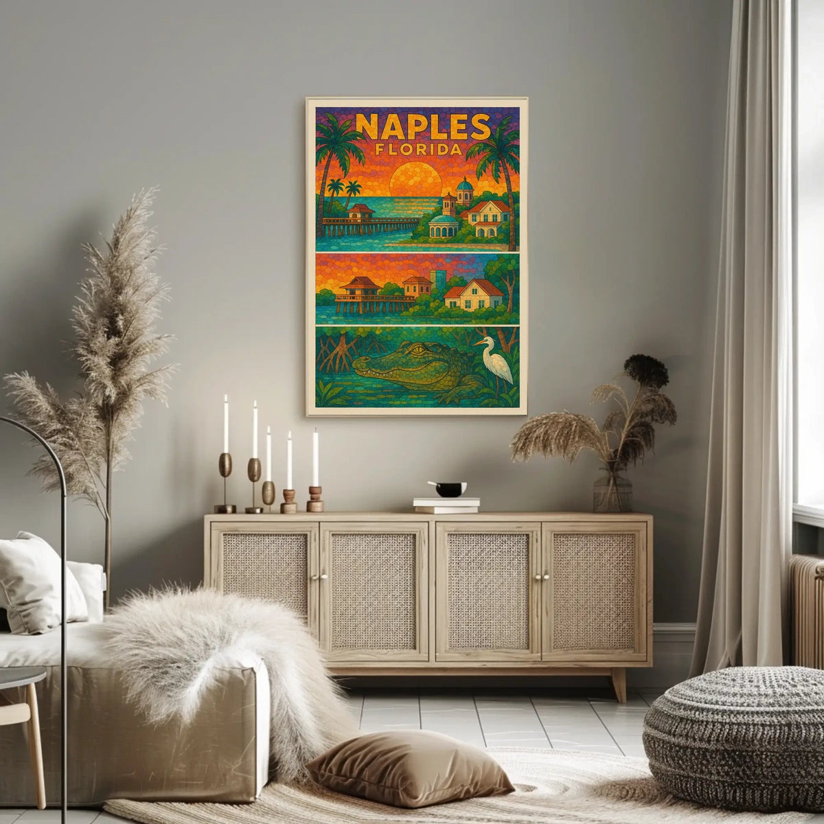 Naples Florida Poster Vibrant Coastal Wall Art For Home