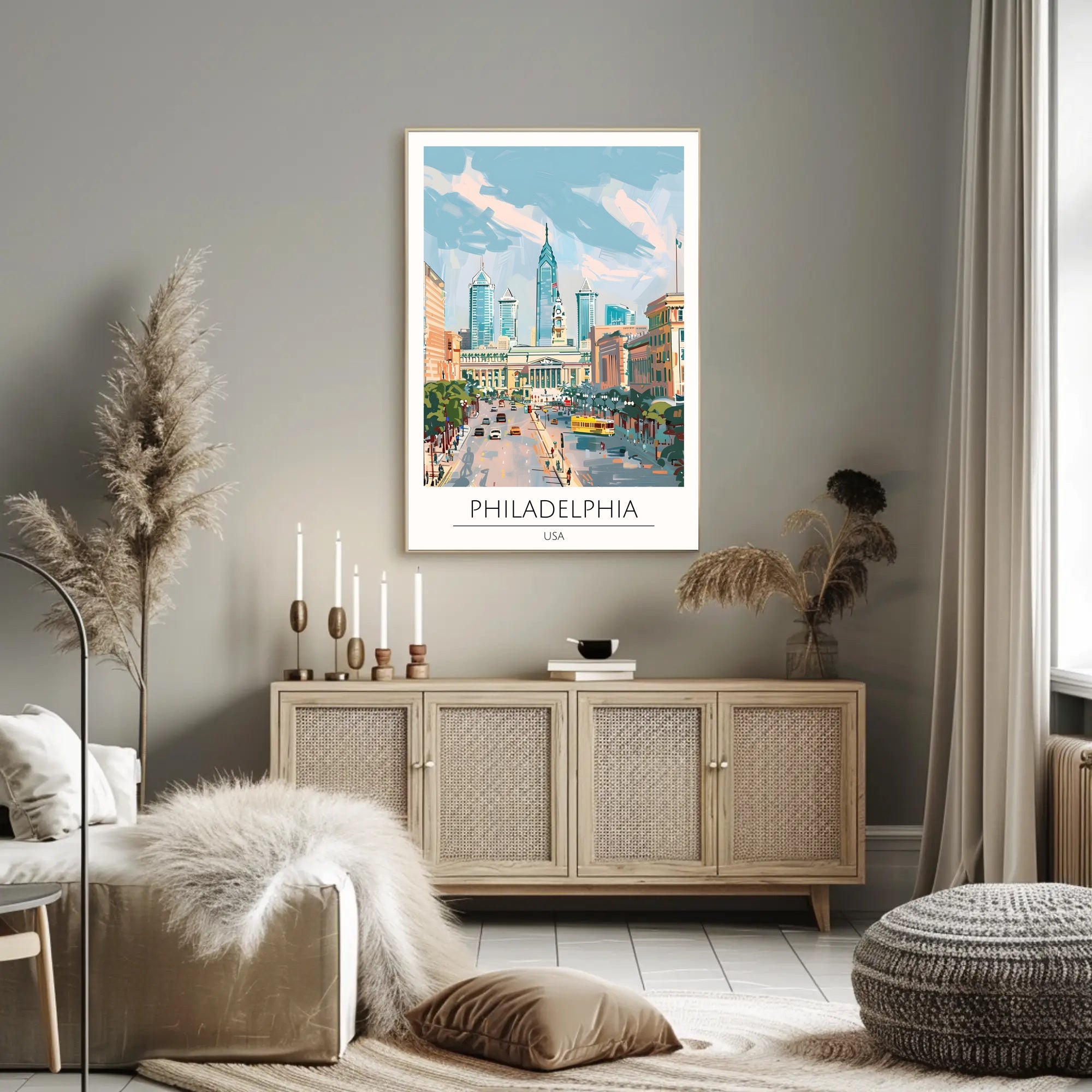 Philadelphia Skyline Art Poster PosterGoat