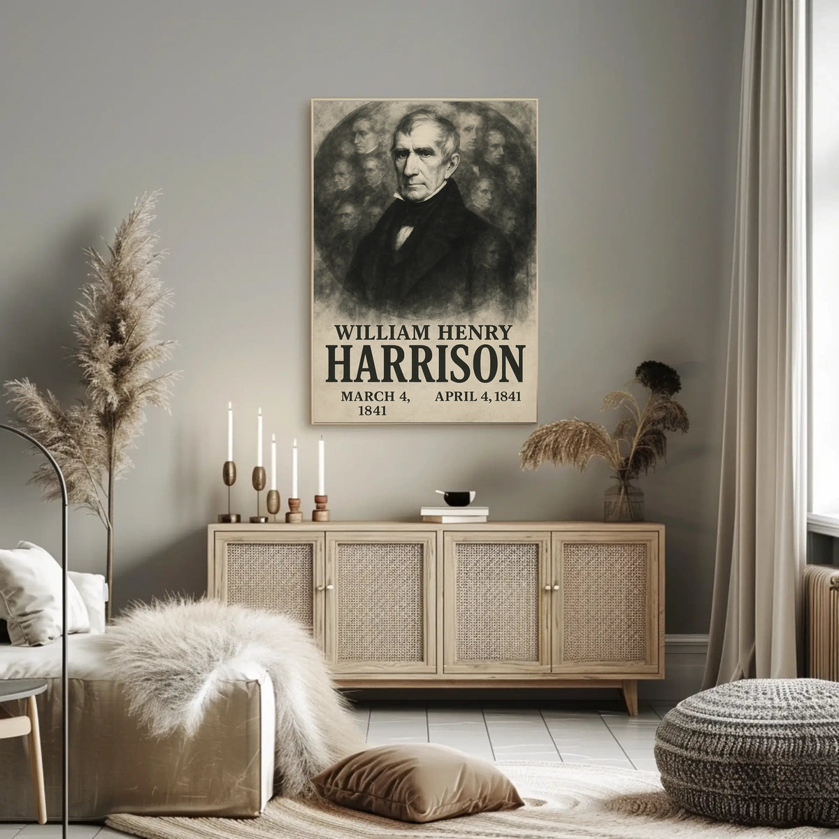 William Henry Harrison 9th President of the United States Double Exposure Poster