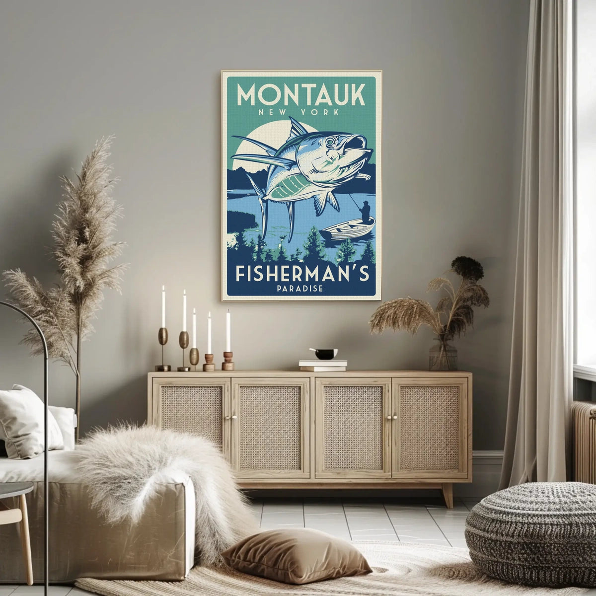 Montauk Fisherman’s Paradise Retro Travel Poster
