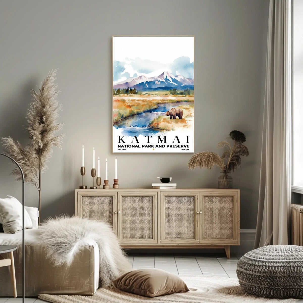 Katmai Watercolor Wall Art Poster