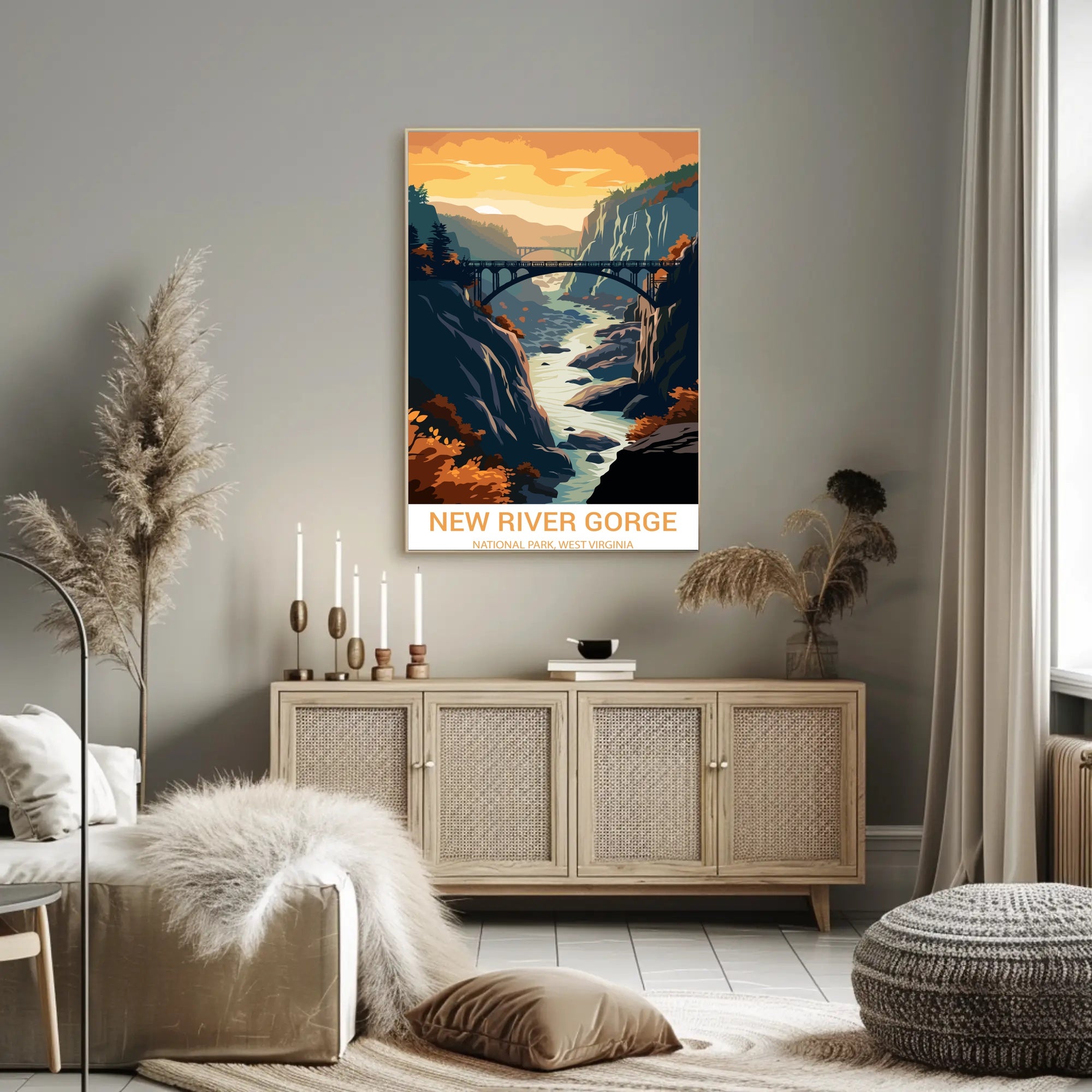 New River Gorge in Autumn Vintage National Park Poster