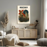 New York City Bronx Cityscape Poster Vintage Wall Art