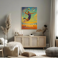 Dynamic Volleyball Champion Sports Poster PosterGoat