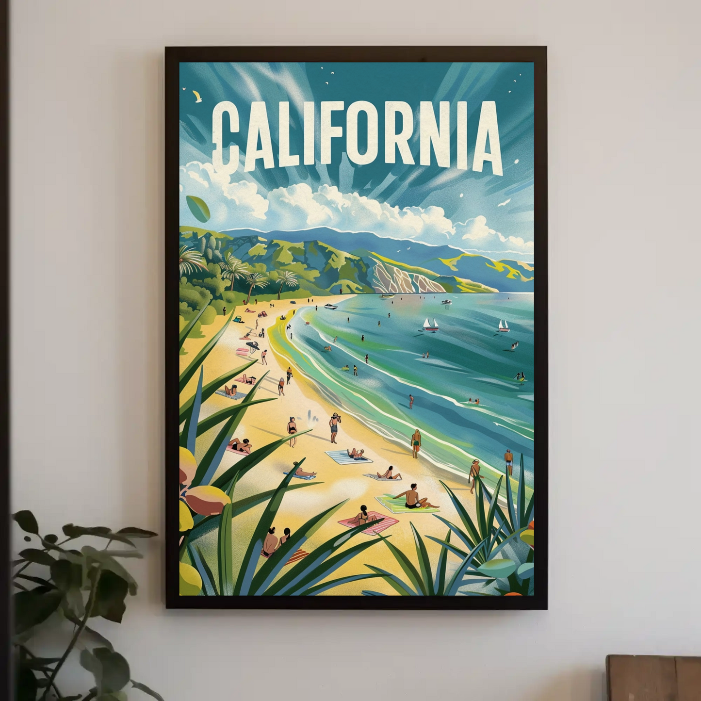 California Dream Coastline Beach Day Travel Poster