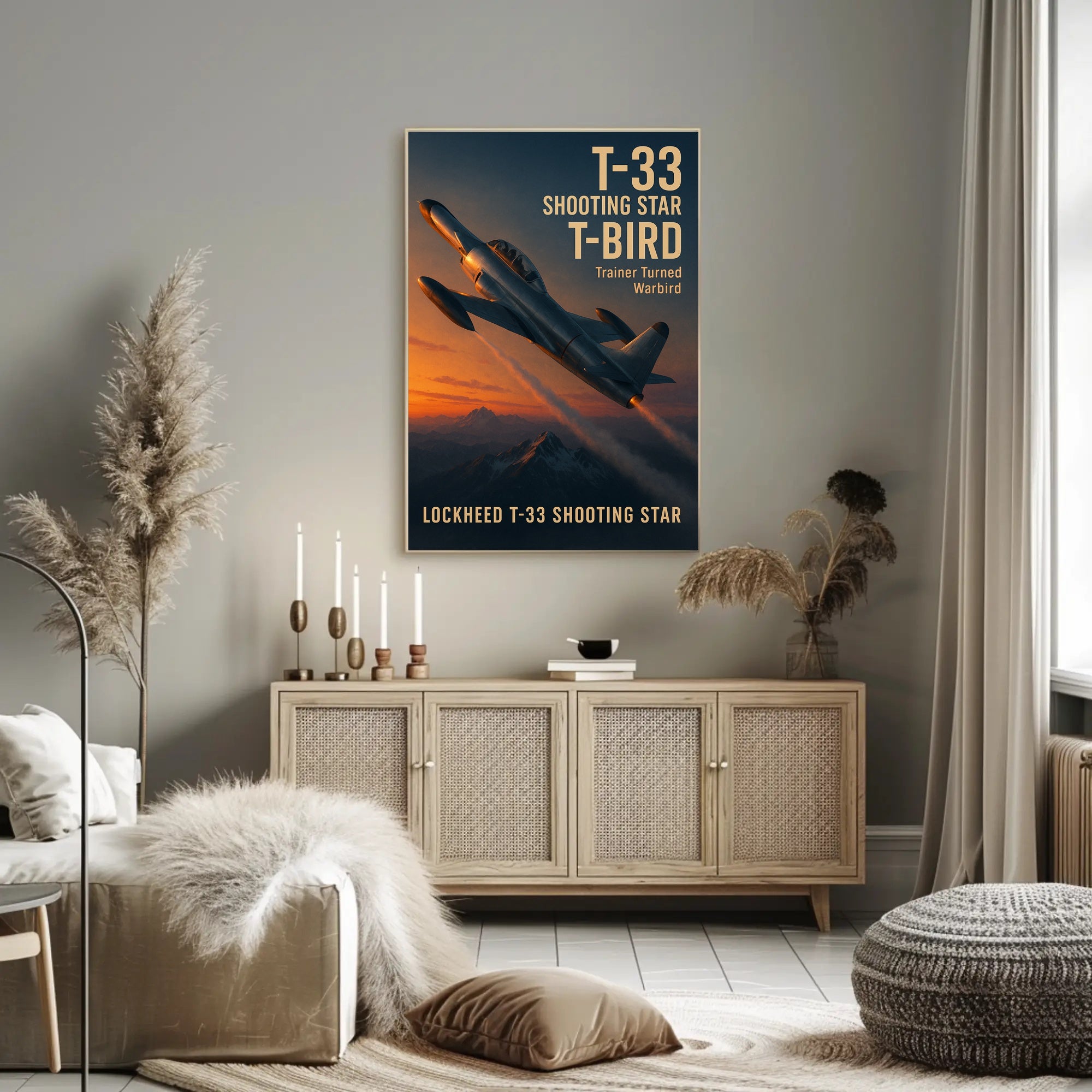 Lockheed T-33 Jet Trainer Aviation Art - Poster
