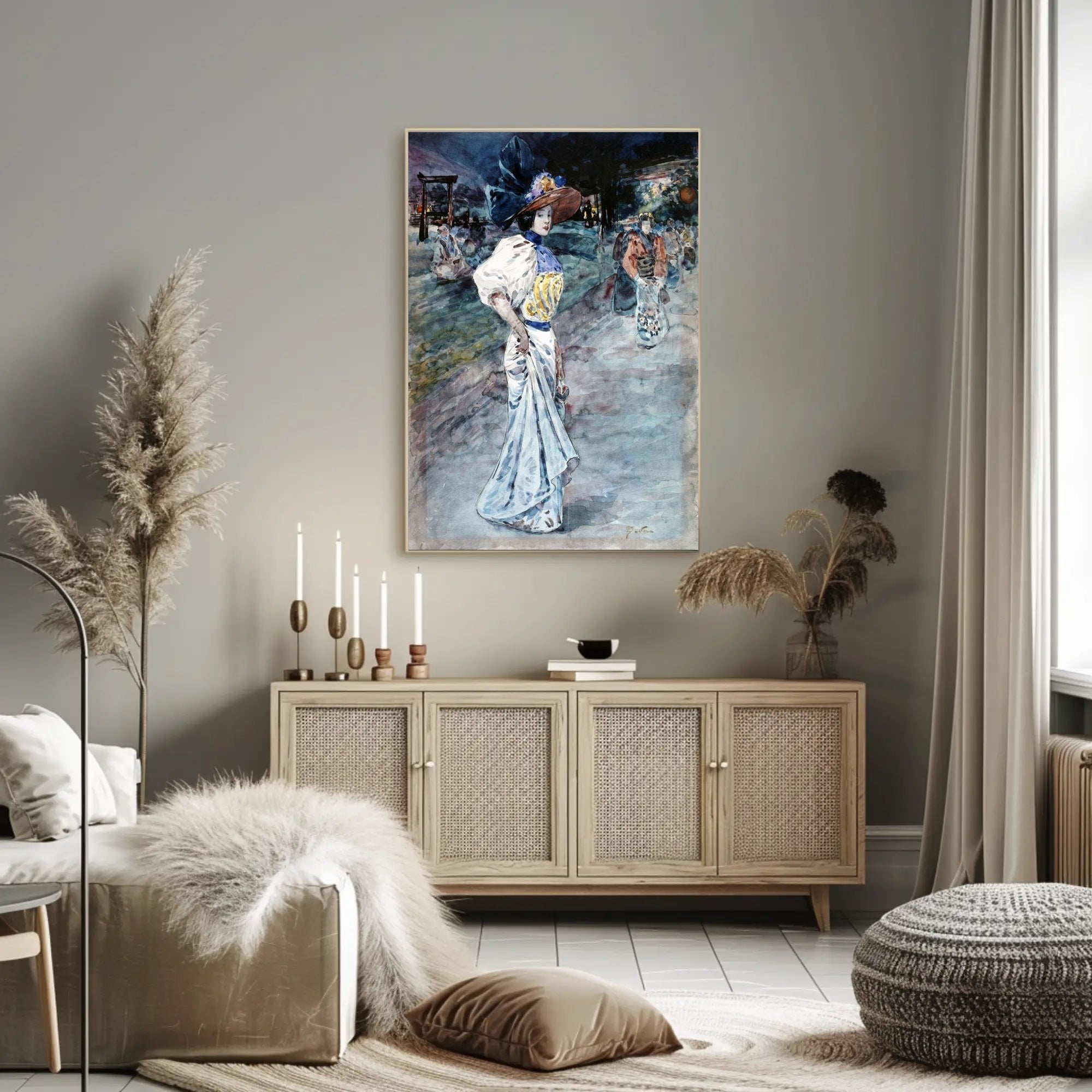 Elegance in the Evening: Cultural Fusion Watercolor Poster